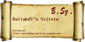 Ballabás Szilvia névjegykártya