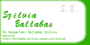 szilvia ballabas business card